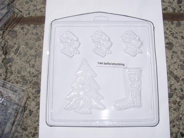 Christmas tree bells and stocking chocolate mould