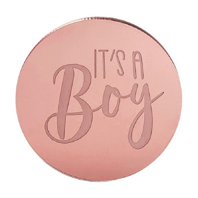 Its a boy ROUND MIRROR TOPPER Rose Gold