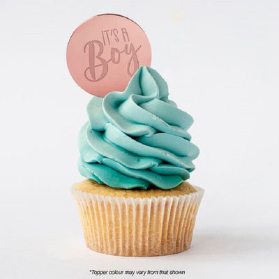 Its a boy ROUND MIRROR TOPPER Rose Gold