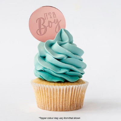 Its a boy ROUND MIRROR TOPPER Rose Gold