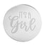 Its a girl ROUND MIRROR TOPPER Silver