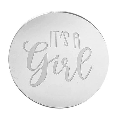 Its a girl ROUND MIRROR TOPPER Silver