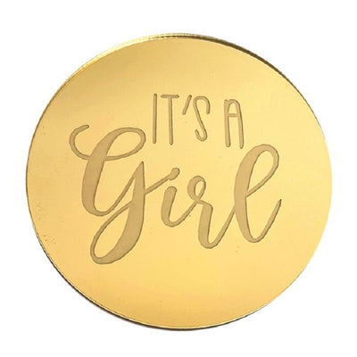 Its a girl ROUND MIRROR TOPPER Gold