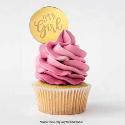 Its a girl ROUND MIRROR TOPPER Gold