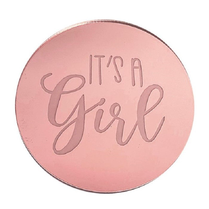 Its a girl ROUND MIRROR TOPPER Rose Gold