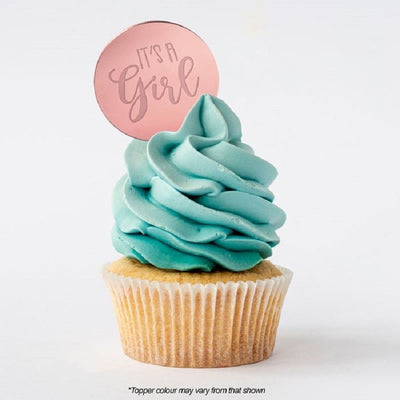 Its a girl ROUND MIRROR TOPPER Rose Gold