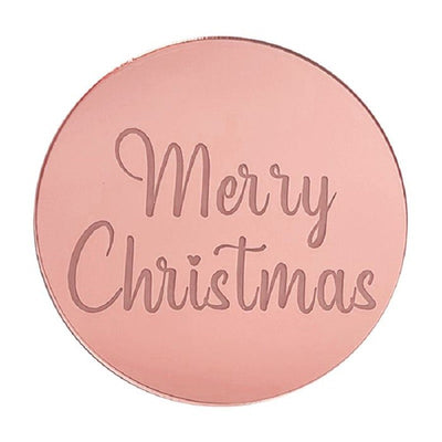 Merry Christmas Style 1 ROUND MIRROR TOPPER Rose Gold