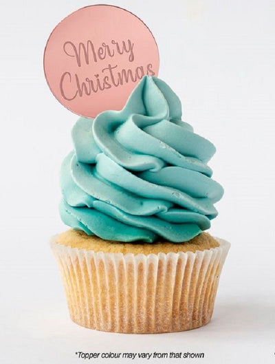 Merry Christmas Style 1 ROUND MIRROR TOPPER Rose Gold