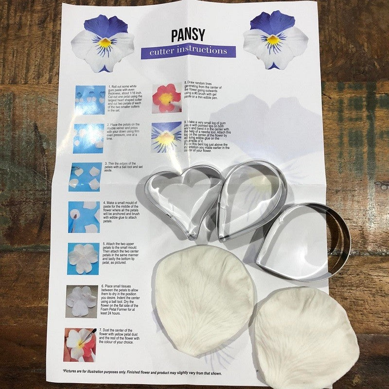 Pansy flower cutters and veiner set style no 1 Kiwicakes