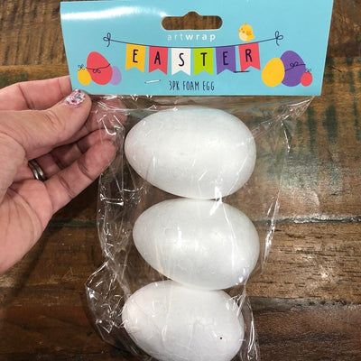 Polystyrene foam dummy egg 8cm high pack of 3