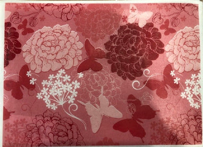 Wafer paper sheet Pink Peony and Butterflies