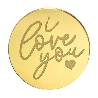 I love you ROUND MIRROR TOPPER Gold