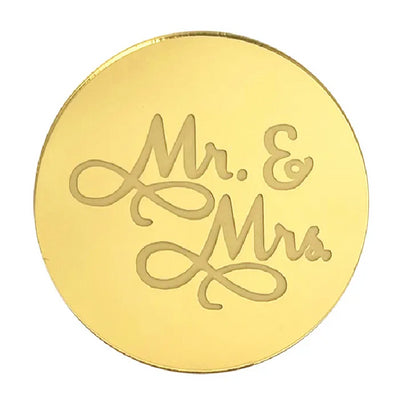 MR and MRS ROUND MIRROR TOPPER Gold