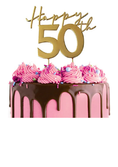 Gold METAL CAKE TOPPER Happy 50TH