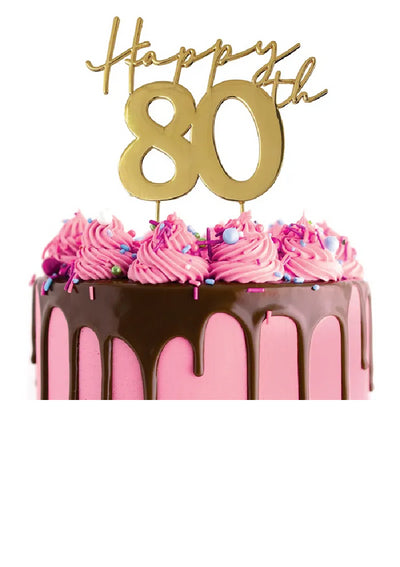 Gold METAL CAKE TOPPER Happy 80TH