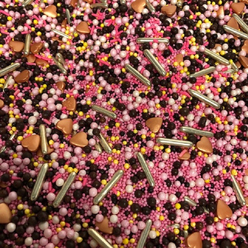 Sprinkle Medley Chocolate Rose (pink, brown and gold) 150g