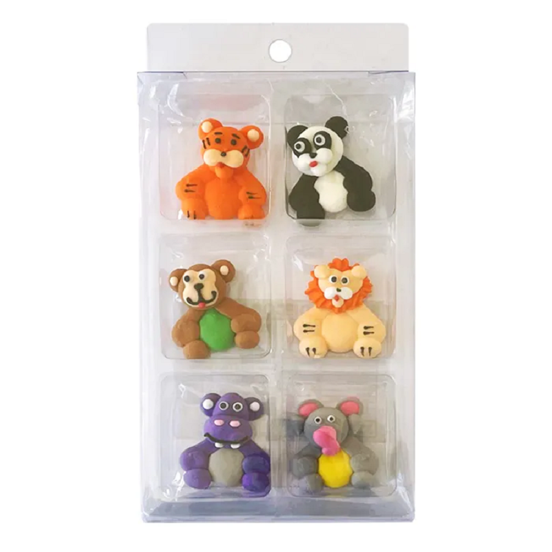 Zoo animal sugar icing decorations 6 pack