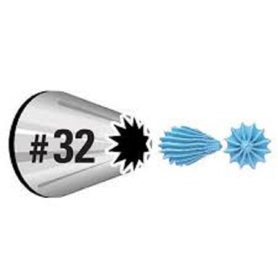 Standard Wilton icing nozzle tip No 32 Open Star