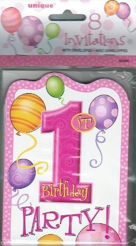 1st birthday party invites (8) PINK