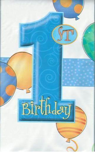 1st birthday party tablecover BLUE