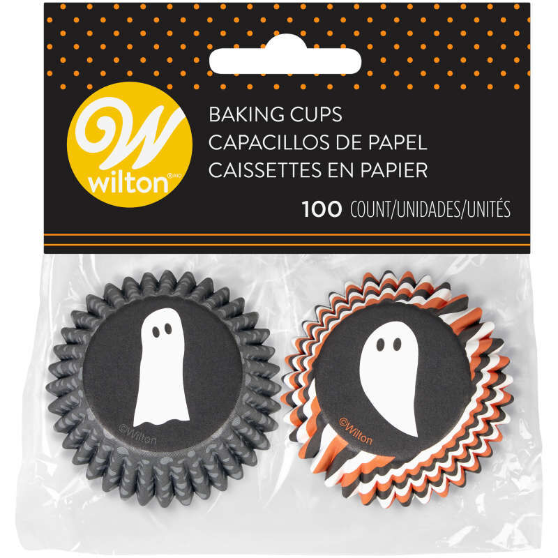 GHOSTS HALLOWEEN MINI CUPCAKE PAPERS PACK OF 100
