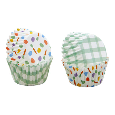 Easter Eggs carrots and plaid Mini Cupcake papers (100)