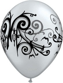 Goth black/silver & silver/black latex balloons (10) Halloween