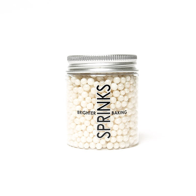 Matte white 4mm cachous sugar pearls by sprinks