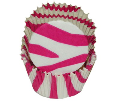 Zebra stripe (HOT Pink and white) baking cups cupcake papers