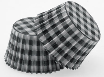 Gingham BLACK standard cupcake papers