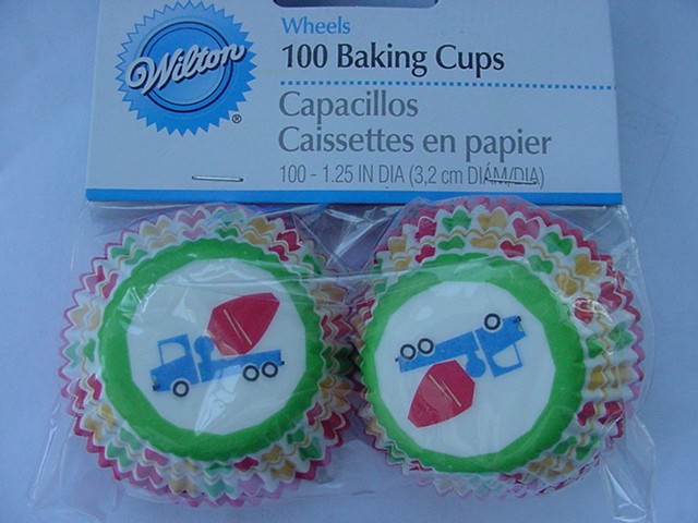 Wheels (Cement truck) mini cupcake papers