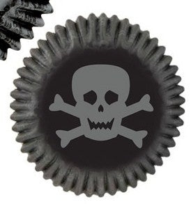 Skulls Black and grey/silver mini cupcake papers