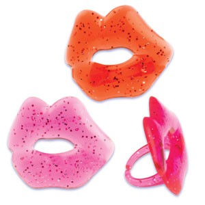 Transluscent lips cupcake rings (12) PINK/RED