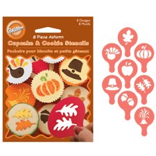 Autumn Leaves and harvest designs cupcake and cookie stencils
