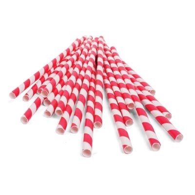 Red stripe retro paper party straws (144)