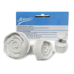 Ateco plunger ejector cutters set 3 Rose flowers
