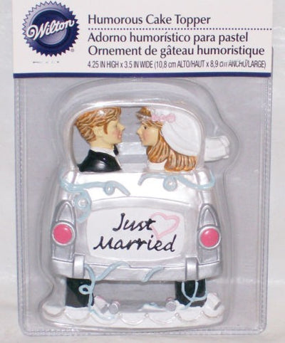 Just married humourous car cake topper
