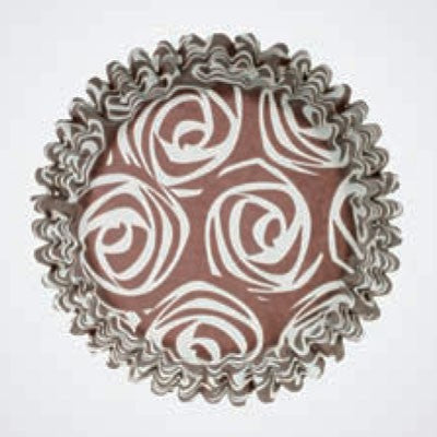 Stylised Rose Chocolate brown standard cupcake papers