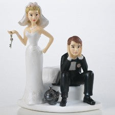 Bride and groom topper humourous ball and chain