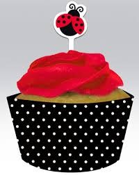Ladybug cupcake wrappers and toppers (12)