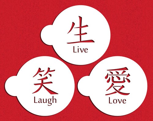 Live Love Laugh stencil symbol set 3