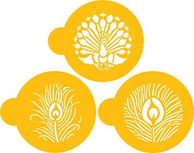 Peacock and feathers cake or cookie stencils No 1