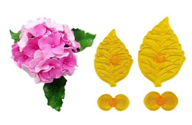 Jem Hydrangea flower petal and leaf Set of 4 Cutters