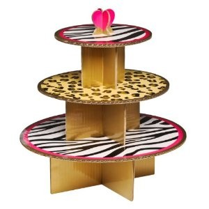 3 tier Safari jungle print leopard and zebra cupcake stand WAS $29.95 NOW $15
