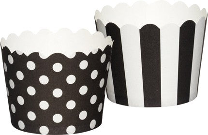 Black and white straight sided cupcake papers twin pack
