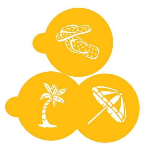 Beach cookie stencil set (Jandals, palm tree and umbrella)