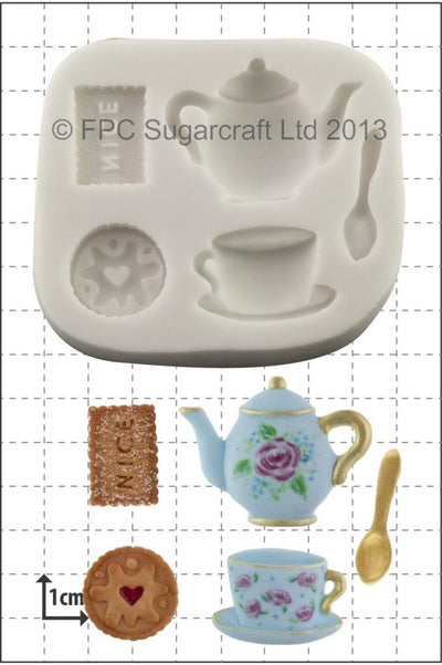 Tea party and biscuits silicone mould