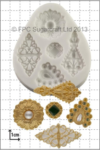 Filigree Brooches cake jewellery silicone mould