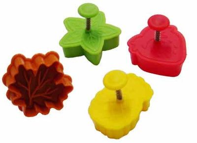 Leaves and fruits set 4 plunger ejector cutters