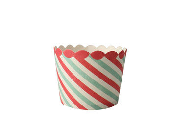 Le Petite Gateau cupcake papers Humbug red and green stripe